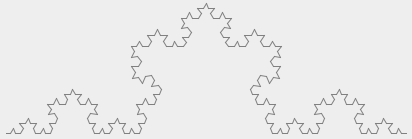Кривая Коха нарисованая рекурсивным алгоритмом