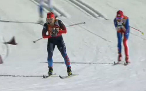 Юлия Иванова - лыжница из Коми занявшая первое место на своем первом этапе в Олимпийской эстафете в Сочи